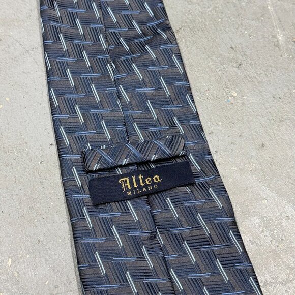 Altea Milano Tie 100% Silk Made in Italy Geometric Woven 4" - Picture 4 of 5